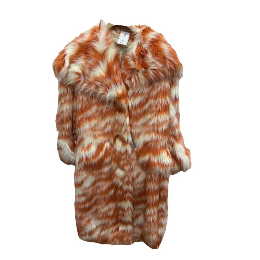 Miu Miu Faux Fur Coat - Orange/White